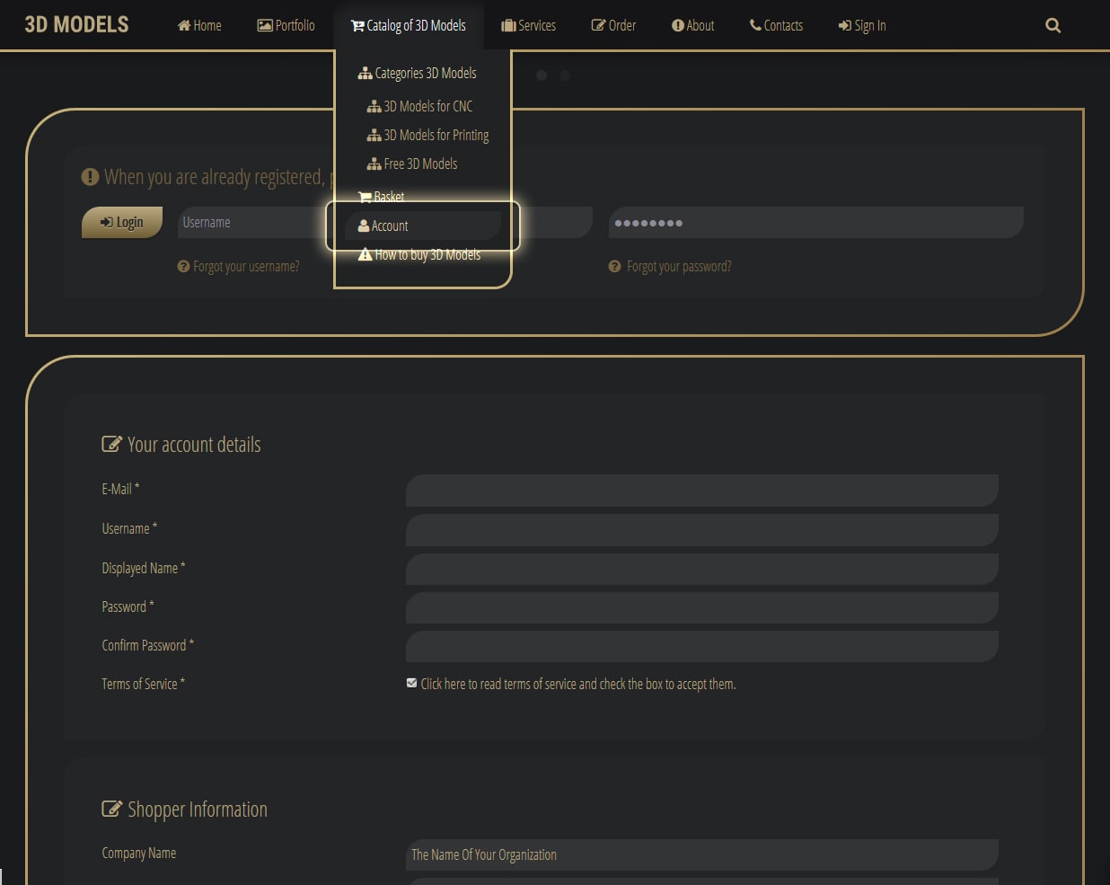 Register and Log in to your account using your Username and password